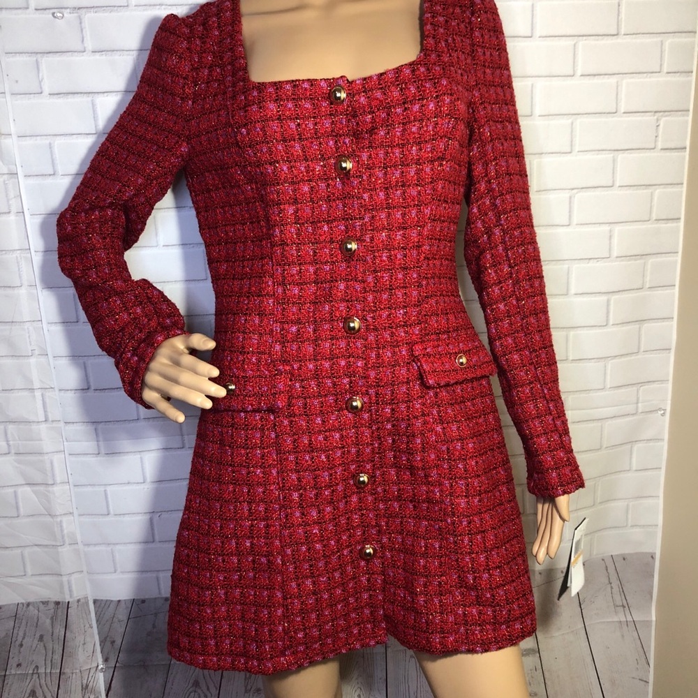Elegant Red Tweed Dress Macys dress red size 7/8  new